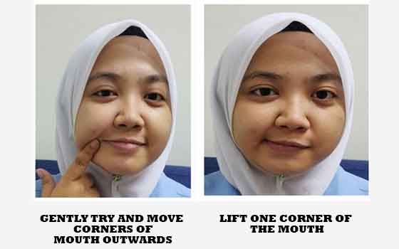 Lift one corner of the mouth